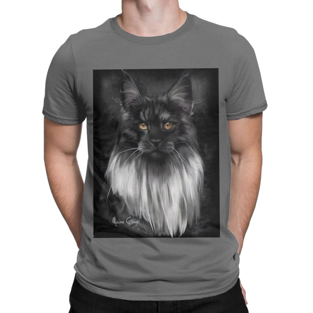 Maine Coon Object Black Smoke Graphic 100 Cotton TShirt Maine Coon Tops Tees For Unisex