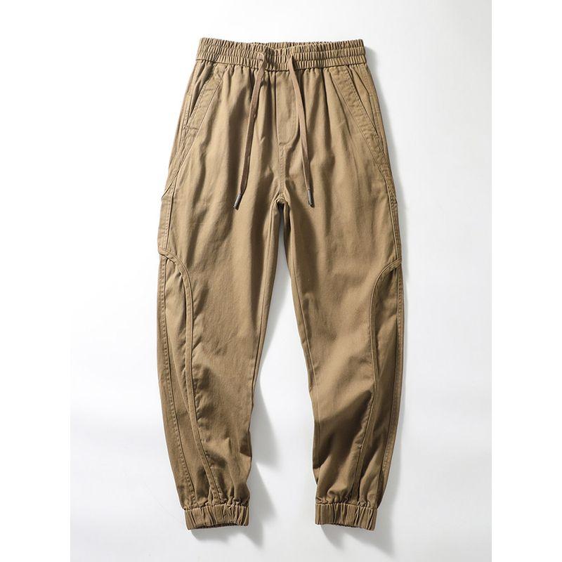 American vintage Cotton Heavy Cargo Pants Trendy Brand Men's Autumn and Winter Trousers Ankle-Tied Pants Foreign Trade Men's Casual Pants