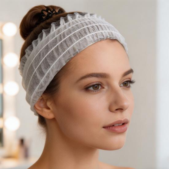 Hair Band Soft Breathable Non-Woven Material Elastic Disposable Spa Headband Massages Makeup Beauty Salon Hair Holder