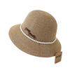 French sunshade bow pearl flat top straw hat sunshade sunscreen casual fashion versatile beach hat women