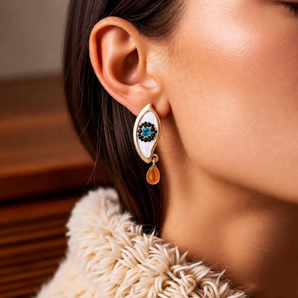 Zircon Devil's Eye Earrings Pleated Crystal Vintage Long Drop Earrings  Party Favors