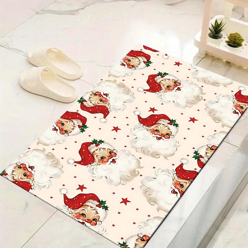 1Pc Christmas Candy Canes Rug Office Carpet Indoor Outdoor Doormat Nonslip Soft And Comfortable Living Room Christmas Halloween Gift D9186
