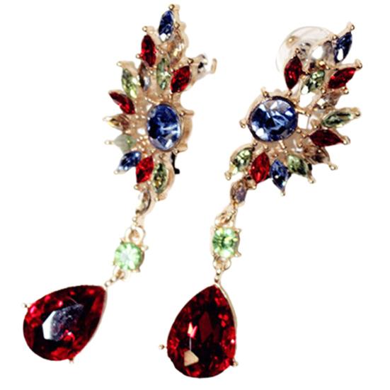 Women Wing Shape Rhinestone Long Dangle Studs Drop Earrings Jewelry Charm