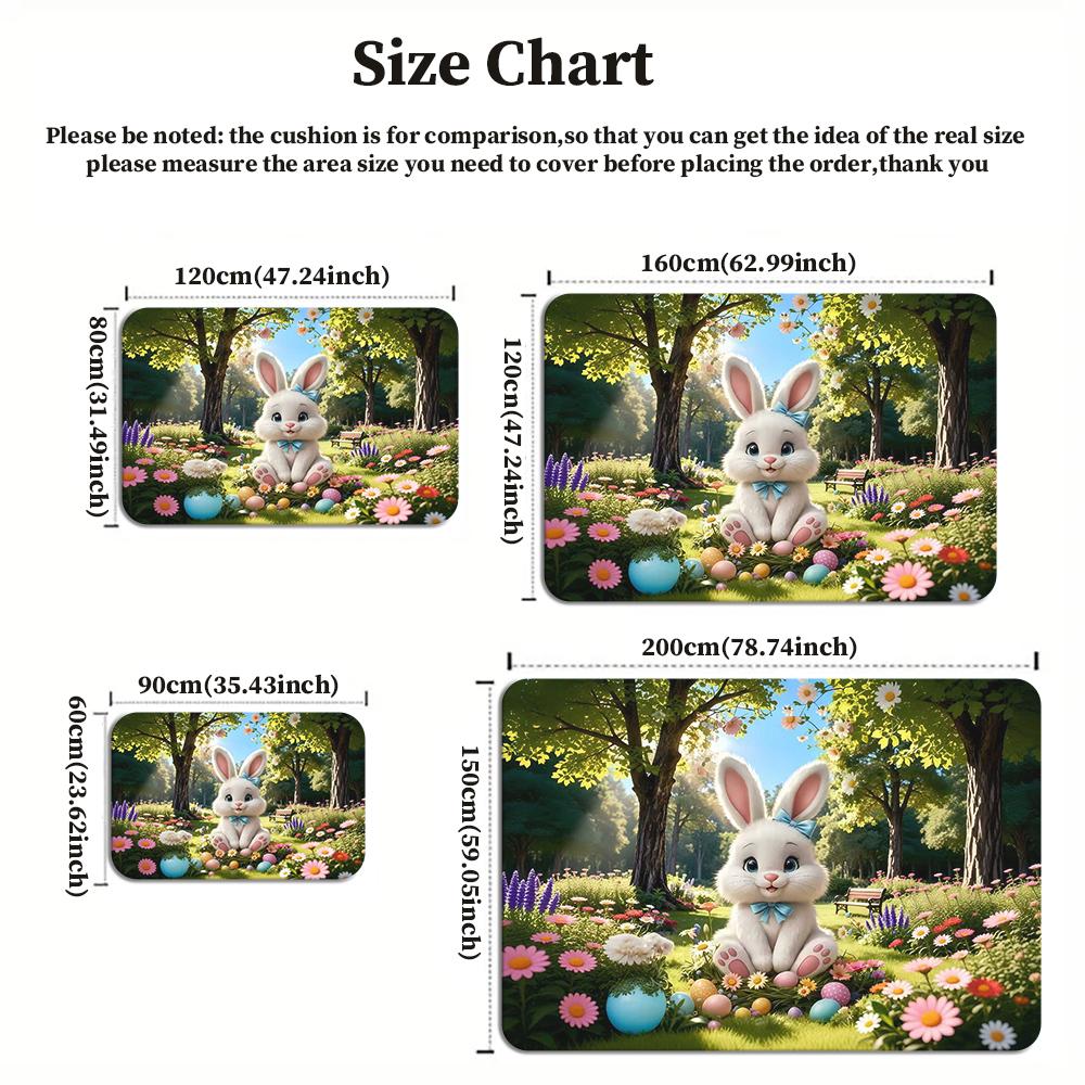 Cute White Easter Bunny Large Room Carpet Non Slip Cartoon Kids Bedroom Living Room Floor Mat Home Decor Children's Play Carpet