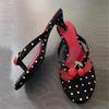 Fashion Cute Rhinestone Cherry Kitten Heel Design Brand Slippers Women Vintage Polka Dot Slide Sandals Sweet Comfort Clip Toe Flip Flops
