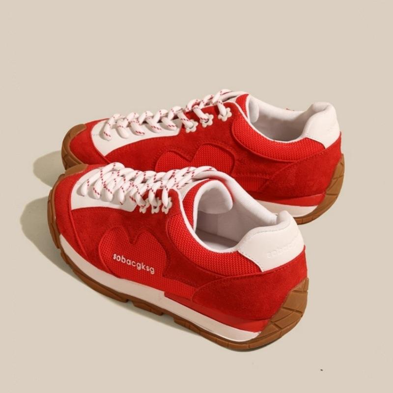 Retro Forrest Gump training shoes women's platform flower stray shoes 2025 new breathable versatile casual sports jogging shoes