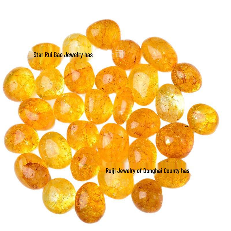 Premium Crackle Yellow Citrine Tumbled Stone for Feng Shui and Gardening Decor
