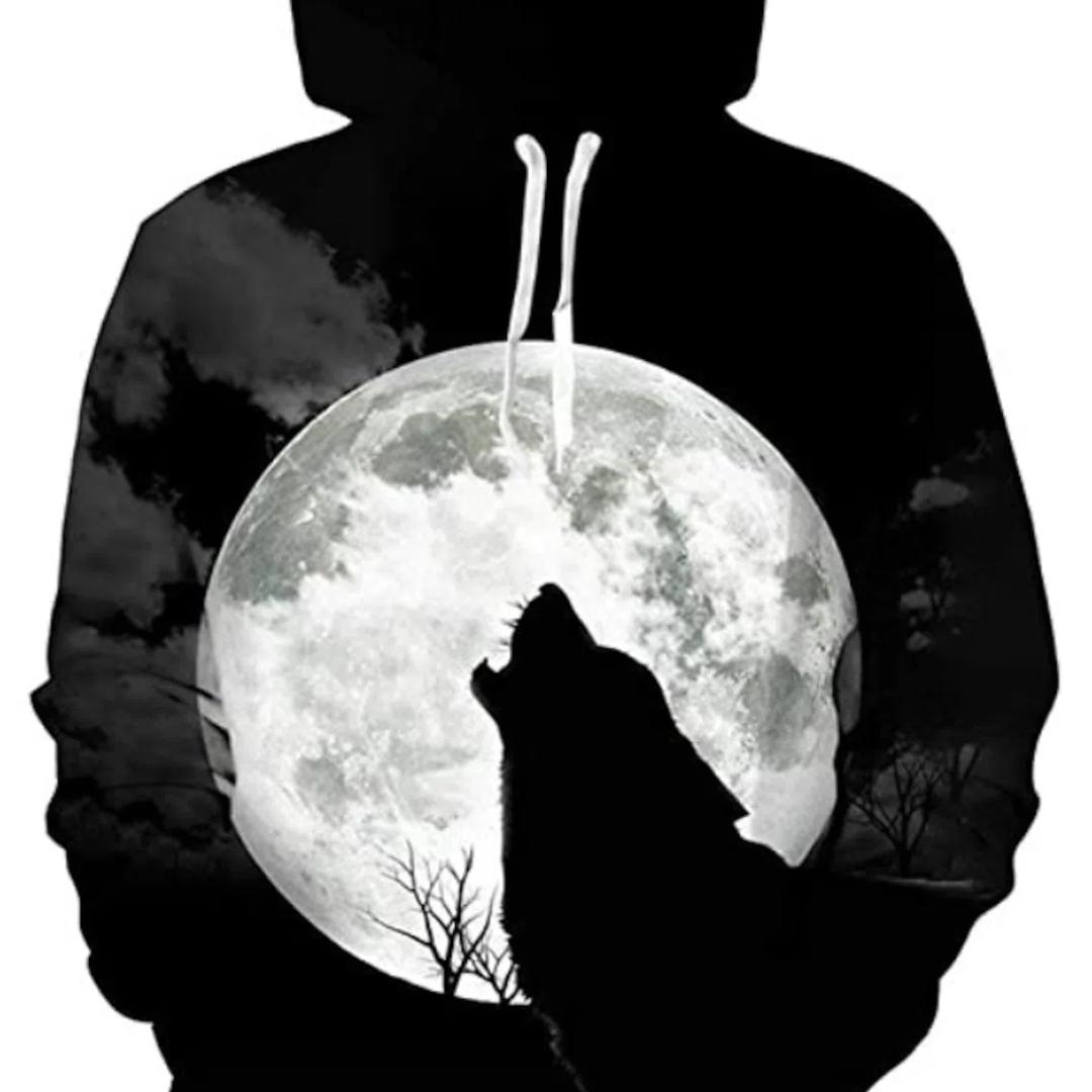 ETST 011 Wolf Grafisch Heren 3D Print Pullover Streetwear Hoodies Donkergroen Groen Lange Mouw Capuchon Print Lente & Herfst Designer 6XL