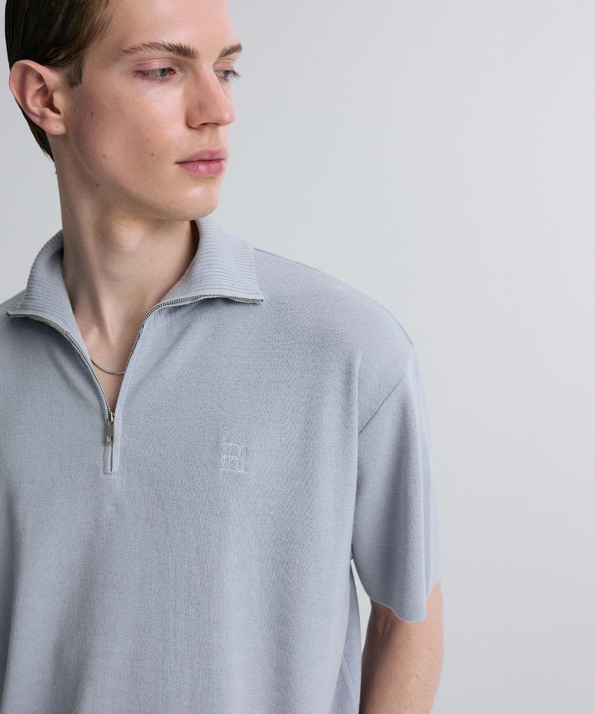 Liimaen Quarter-Zip Knit Polo Shirt Gray