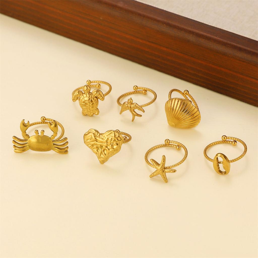 Dating Rings Animal Rings Adjustable Finger Rings Sea Series Open Rings Finger Jewelry Suitable for Party Daily Wear