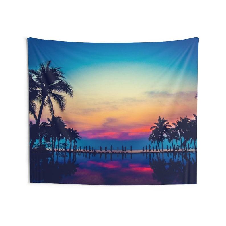 Tropical Palm Tree Pool tapestry 75x100 чёрный