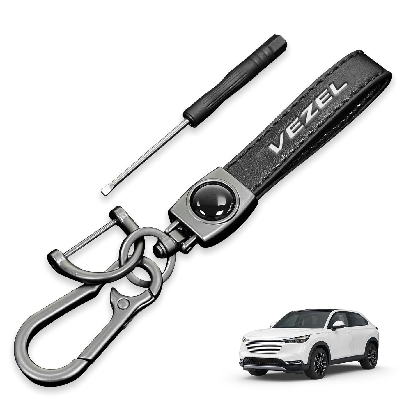

HUDIY Hoodie Key Holder for New Vezel, Genuine Leather Key Car Logo Key Chain,