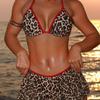 Women's Swimsuit Leopard Print Sexy Halter Neck Backless Skirt Cover Swimsuit Tie Back Bikini Three Piece Beach Suit Beachwear