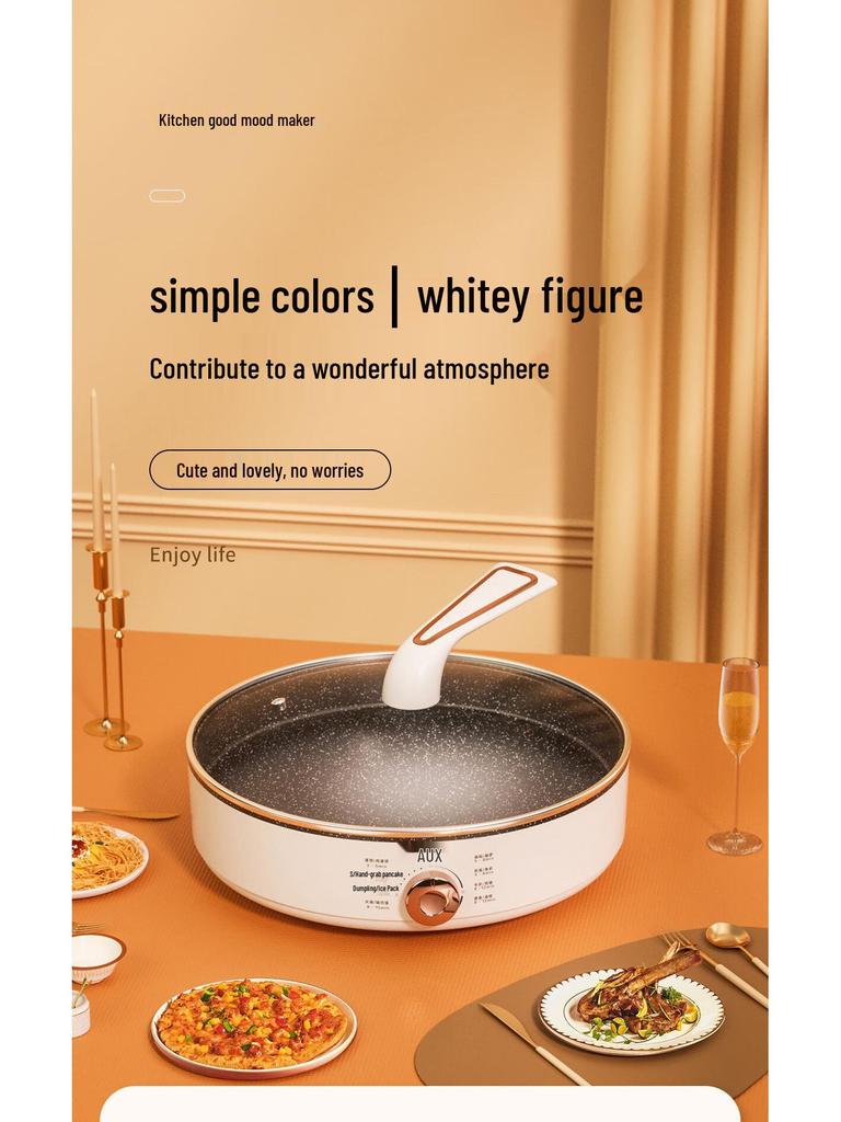 AUX Extra-Large Non-Stick Maifan Stone Deep Dish Grill Pan with Steamer Option