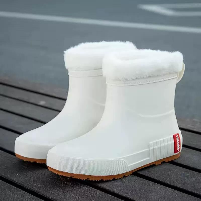Short-tube Rain Boots Women's Outer Wear Flat-bottomed Non-slip Water Shoes Student Rubber Shoes Kitchen Work Short Water Boots