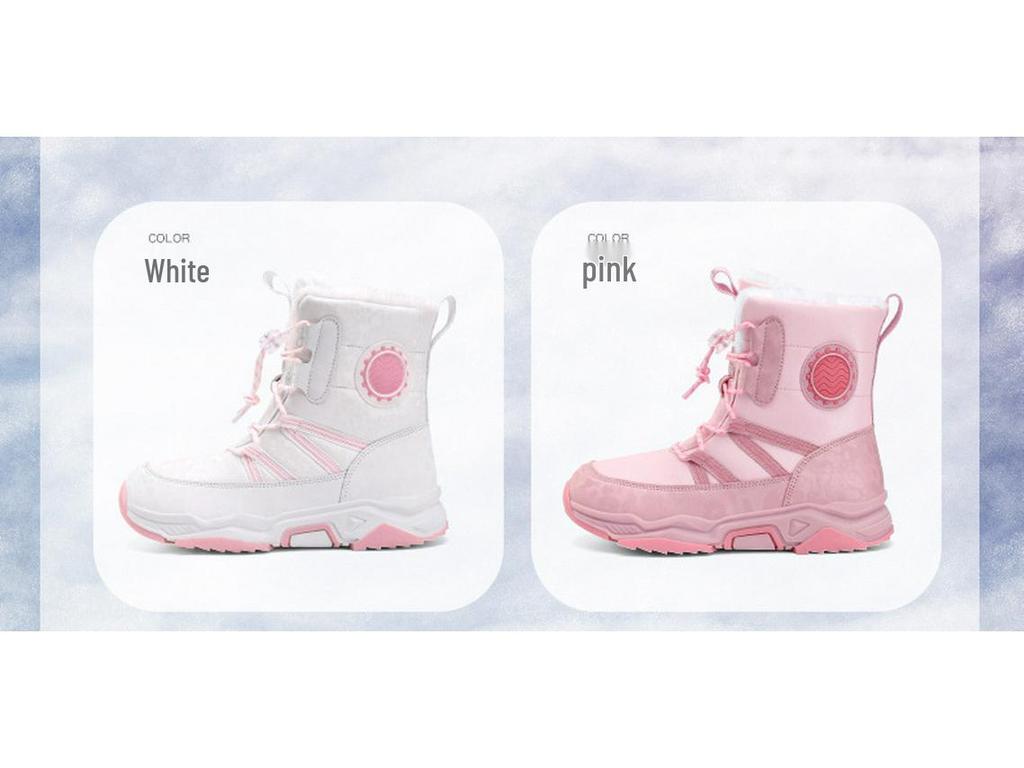 Girls' Pink Winter Snow Boots: Non-Slip, Warm, Fashionable, Perfect for Older Kids