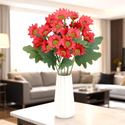 Artificial Mums Lifelike Outdoor Sunset Mums Flowers Artificial Daisy Flowers For Wedding Home Table Garden Decor