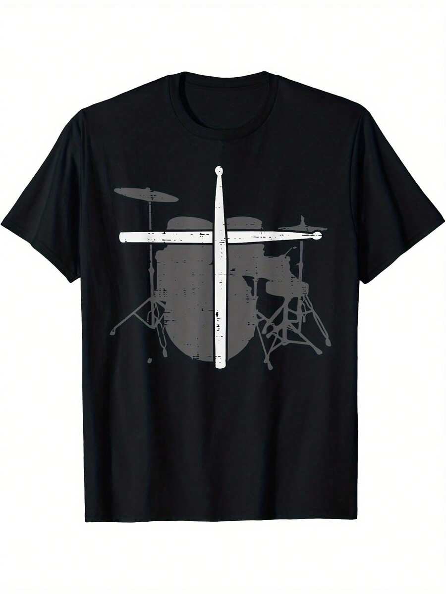 

Drums Cross Drumstick Music Jesus Christian Band, Unisex T-Shirt L