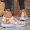 Fashion 2024 Women's New Soft Printed Flat Shoes Autumn Breathable Thick-Soled Sports Shoes Women's Chinese Style Flower Casual Shoes