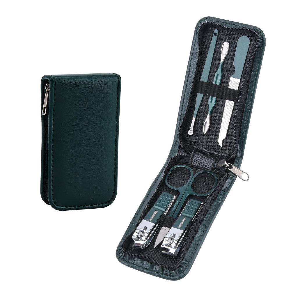

6-Piece Nail Clipper and File Set with Leather Case - Manicure Gift Kit