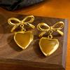 Elegant Bowknot Dangle Earrings Stylish Heart Drop Earrings Ear Jewelry CCB Material Party Ear Accessories for Party