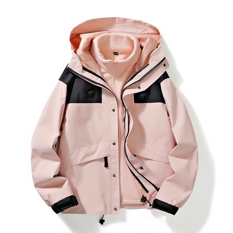 Autumn and Winter Couple Outdoor Activity Water Resistant Jacket Three-in-one Travel Camping Polar Fleece Liner Removable Jacket for Men
