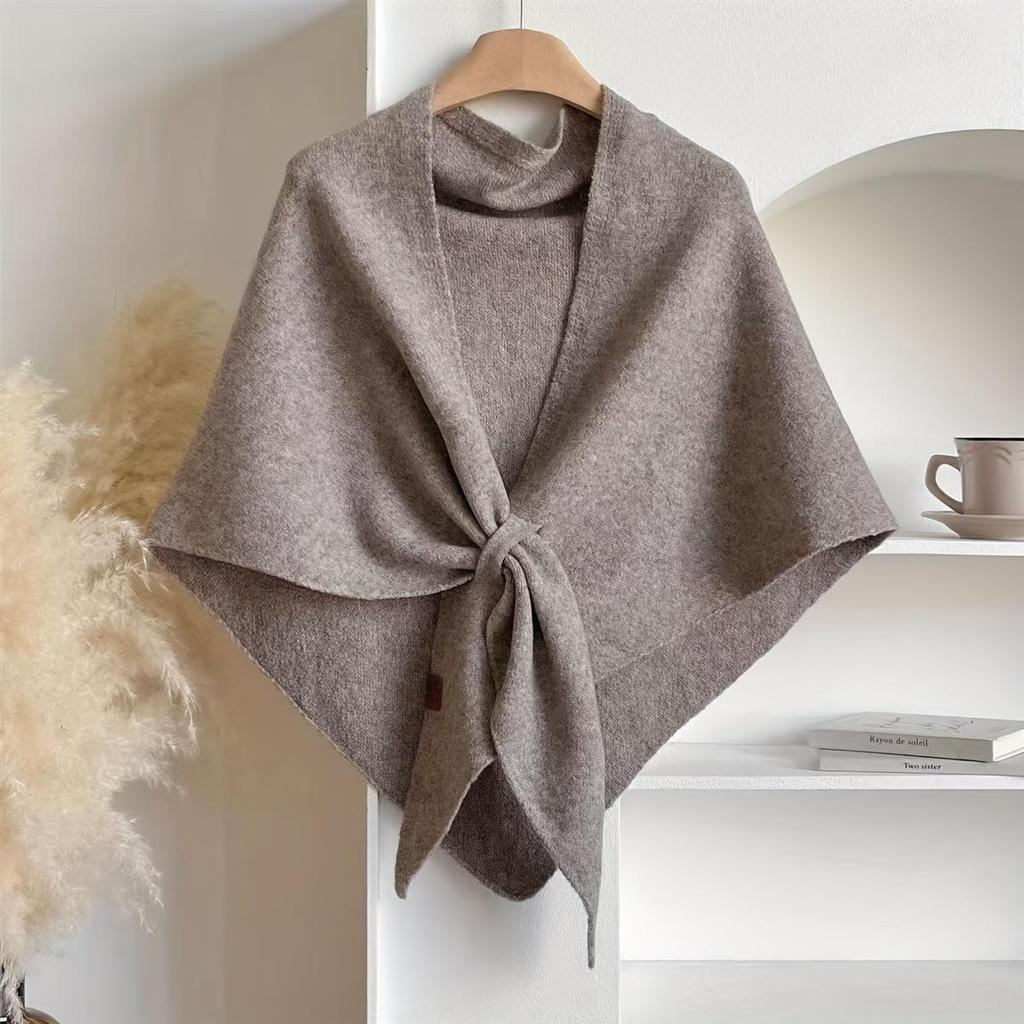 Damen Übergroßer Koreanisch Inspirierter Dreiecksschal & Cape - Elegant Einfarbig Winterliche Wärme, Weiche Wärme für Büro, Party