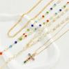 17KM 4 Piece Fashion Colored Cross Necklace Set Jewelry Women Trendy Shiny Daily Party Gift For Her