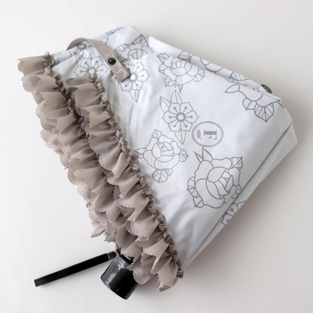 FAUCHON Folding Parasol Monotone Ange White (with Pouch) 001266-0001-01