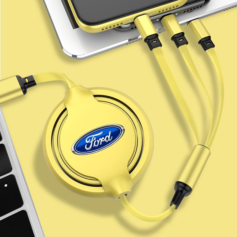 Am Auto montierter Teleskop-Drei-in-Eins-Handyladegerät für Ford Mustang ST line Mondeo Focus Fiesta Escape Kuga Ecosport Ranger EXplorer Aufkleber