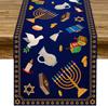 Hanukkah Linen Table Runner Chanukah Menorah Dreidel Star of David Jewish Festival Kitchen Dining Table Runners Home Decoration