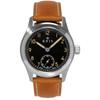 KNIS Men's Retro Military Watch, Made In Japan, Sapphire Crystal, 10 ATM Water Resistance, Black Dial, Camel Leather, KN003-BKCALE
