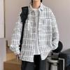 Men's Spring Autumn Winter Woolen Tweed Slim Fit Collarless Jacket Color Blocking Design Youthful Look