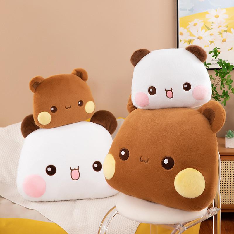 Cute Two Bubu Plush Bear Pillow Cozy Short Plush Stuffed Animal For Kids Room