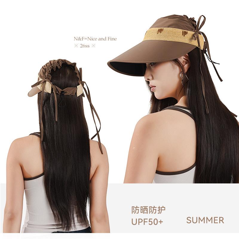 Women Summer Sun Hat Wide Brim Straw Weave Hollow Top Breathable UPF 50+ Outdoor Fashion