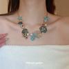 Dripping Starfish Shell Coral Stud Earrings Necklace Versatile Clavicle Chain Set