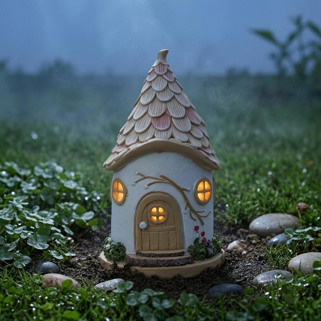 HouseShaped Solar Light Shingle SunPowered Roof Storybook Cottage Glowing for Lawn