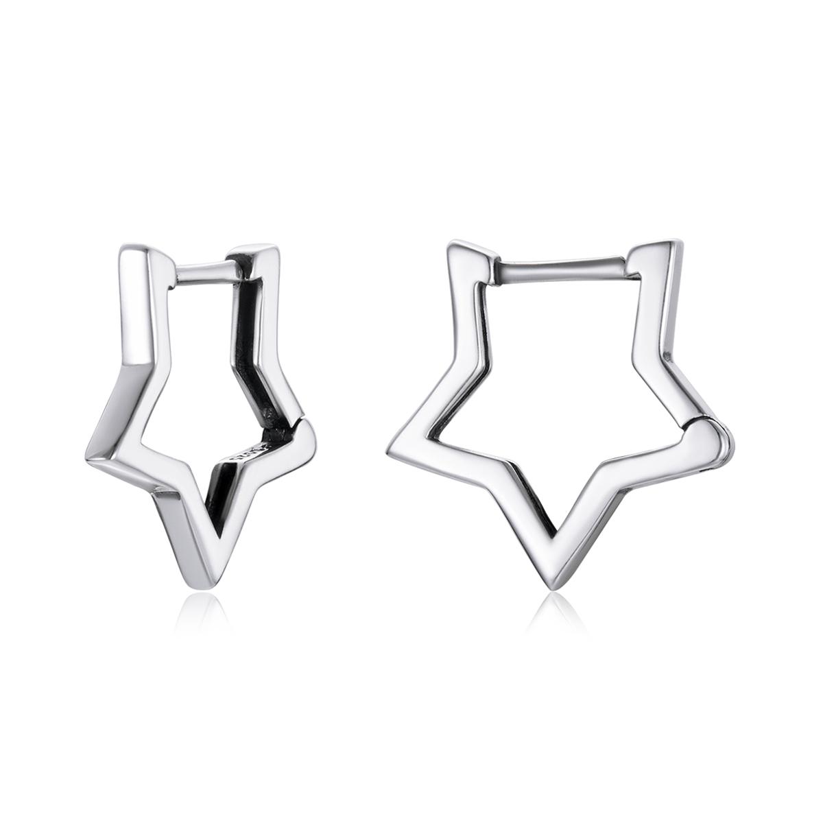 Factory 925 Sterling Silver Earrings Simple Star Hoop Earrings for Women Fashion Wedding Silver Jewelry SCE1136