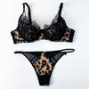 New sexy underwear thin pure desire leopard print embroidered lace bra large chest small large size underwear