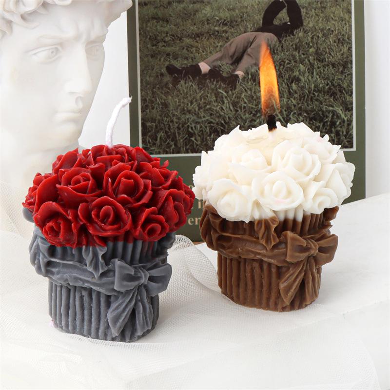 3D Lily bouquet candle silicone mold bow bouquet cake chocolate silicone mold rose bouquet resin silicone mold home decoration