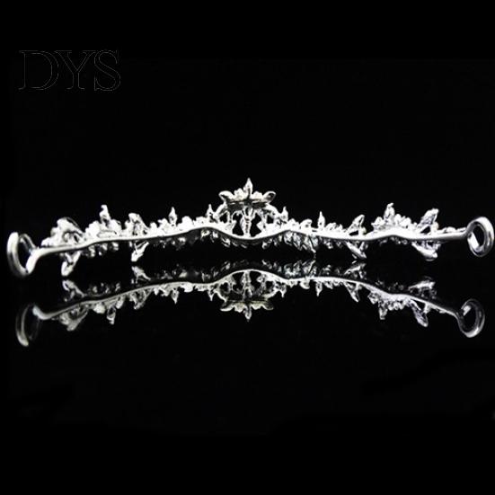 Set di orecchini di collana con corona di fiori carini con strass brillanti da sposa di lusso