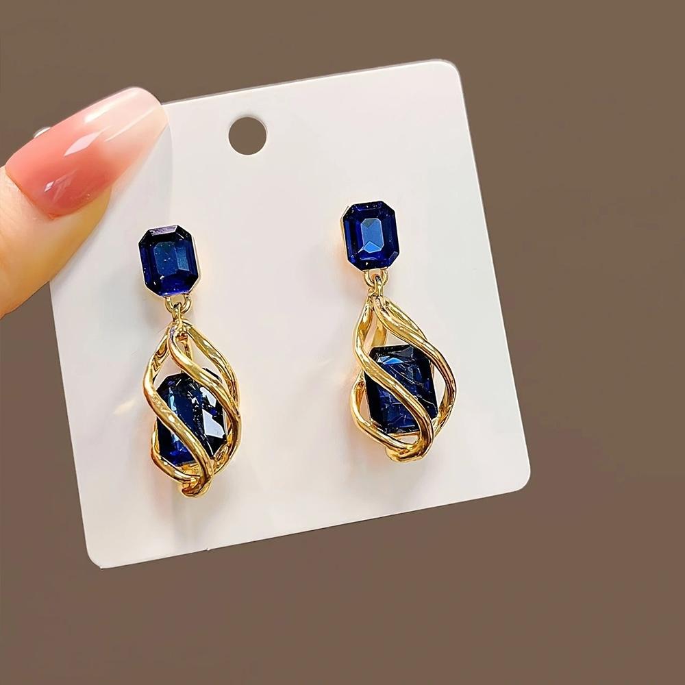 Non Pierced Green Blue Resin Clip On Earrings For Women Wedding Party Gift Geometric Jewelry Fake Piercing Ear Cuff Earring