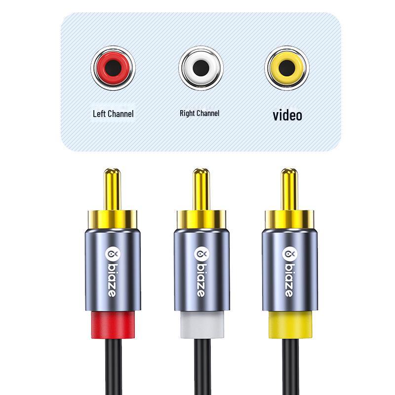 Biaz 3-zu-3 Lotus-Kopf 3RCA Audio/Video AV-Adapterkabel (Rot, Weiß, Gelb) - Modell Y19