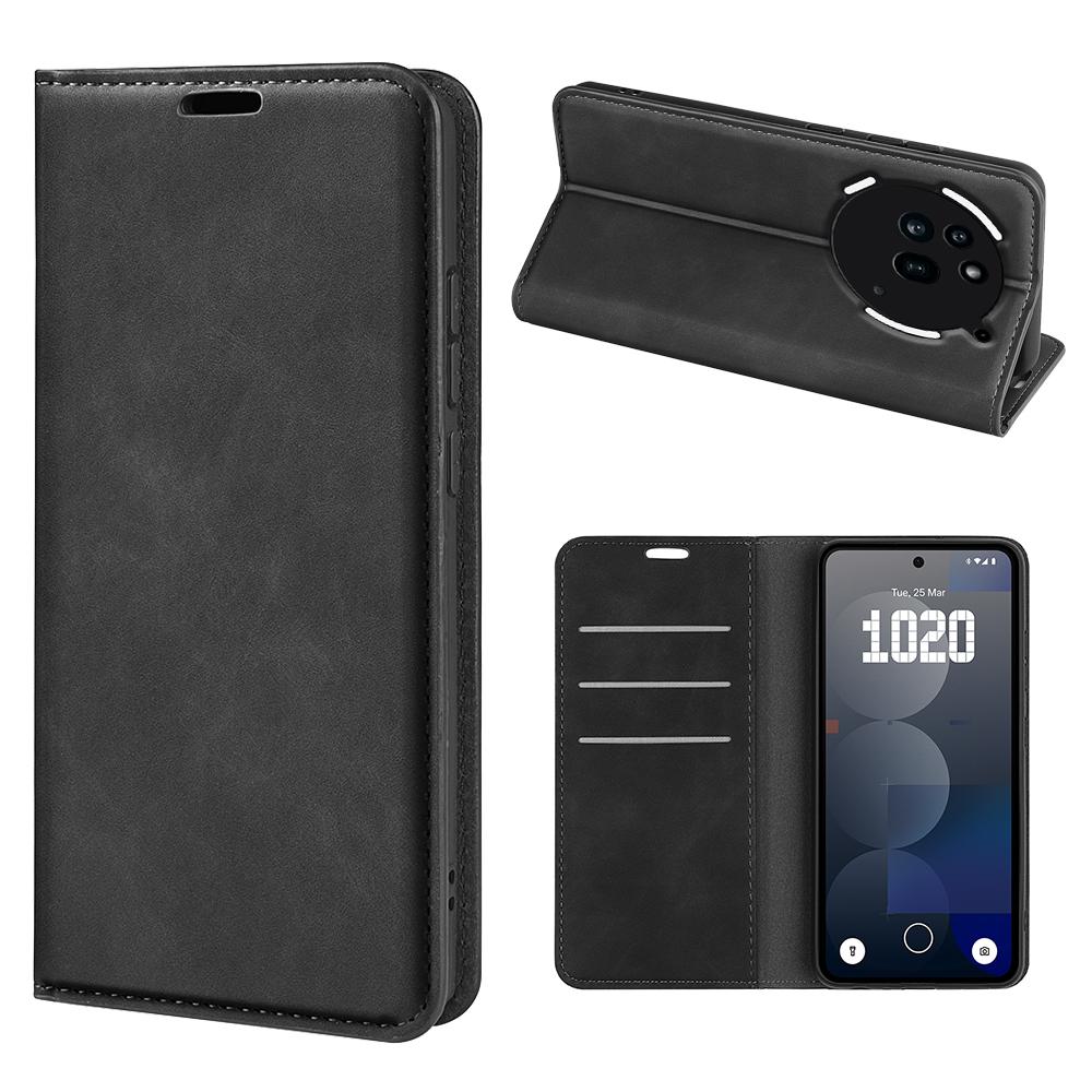 

For Nothing Phone (3a) Pro Case Skin Touch Leather Wallet Phone Cover Black