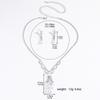 3PC Women's Fashion Copper Inlaid Zircon Claw Chain Geometric Water Drop Necklace Earring Set Wedding Party Festival Gift