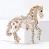 Delicate Cartoon Horse Brooch with Rhinestones Embellishments Enamel Animal Shaped Lapel Pin Accessory