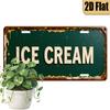 D-Flachdruck Vintage Used ICE CREAM mit rustikalem grünen Hintergrund Beige Text Aluminiumblech Malerei Kennzeichen S
