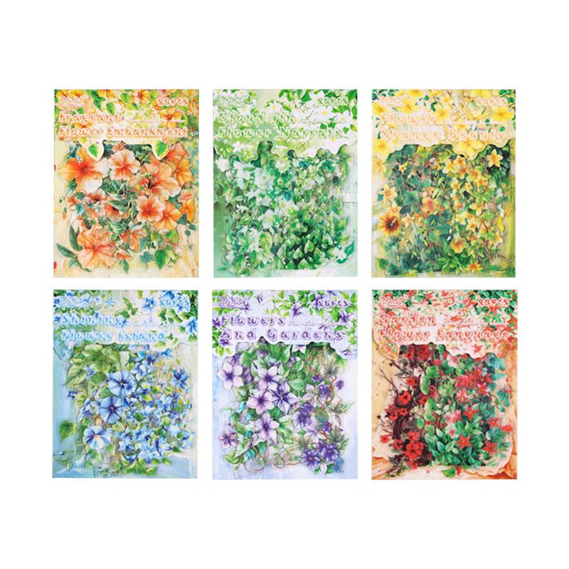 20Pcs/Pack Vintage Plant Flowers PET Waterproof Sticker for DIY Scrapbooking Journal Photo Album Decoration Materials Stickers