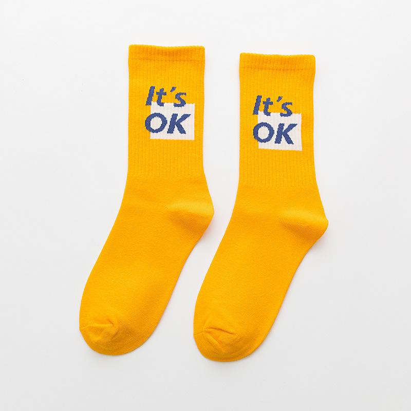 Korean style fashion Harajuku street hip hop socks unisex fun men's socks happy skateboard Chinese character letter ladies socks