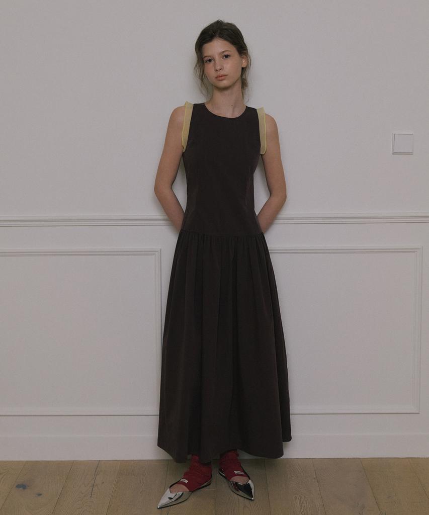 Obeodyupeulleeo Low Waist Contrast Maxi Dress_Brown/Lime